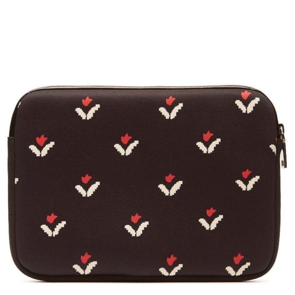 Marc Jacobs iPad Tablet Case Black Floral Neoprene Zip Computer Universal Tulip
